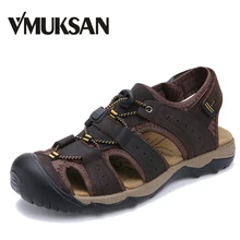 VMUKSAN/Большие размеры 38-47, мужские сандалии, дышащая Летняя мужская Повседневная пляжная обувь, новинка, кожаные сандалии высокого качества