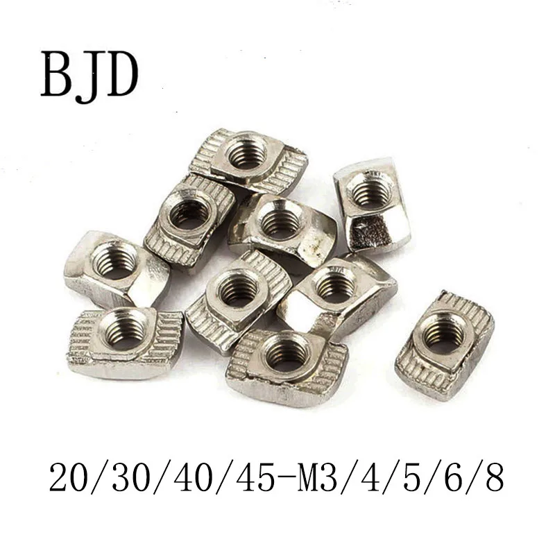 

50pcs 20/30/40/45-M3/M4/M5/M6/M8 Nickel Plated T nut Hammer Head Fasten Nut for Aluminum Extrusion Profile series Slot Groove