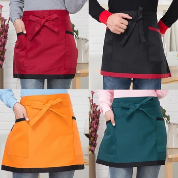 

Hotel Workwear Waiter Advertising Apron Pen Pocket Hotel Coffee Short Apron Fashion Household Half-length Apron