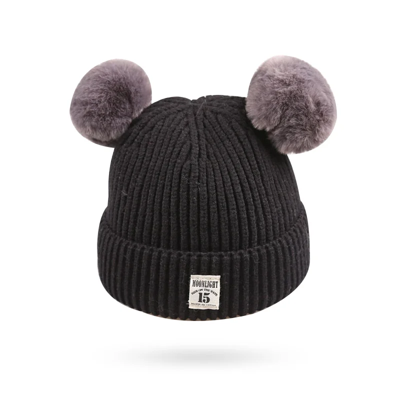 Pompom Knitted Baby Hat Warm Crochet Winter Beanie For Baby Boys Cute Toddler Baby Girls Hat Solid Knit Infant Beanie Hat New (14)