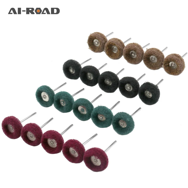 

Mini Brush Scouring Pad Abrasive Wheel Nylon Fiber Grinding Sanding Head Buffing Polishing Wheel 1"25mm Set For Dremel