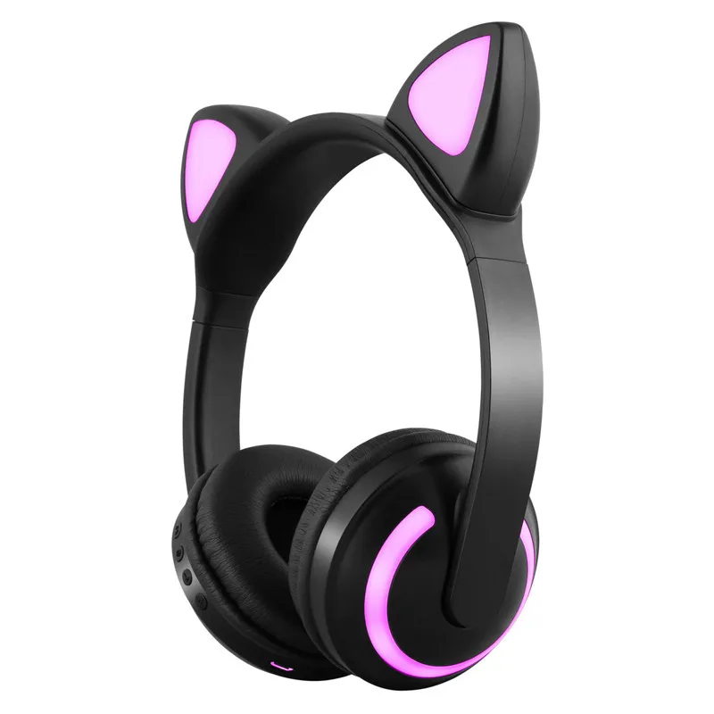 Гарнитура Беспроводной Bluetooth большие наушники кошачьими ушками семь Цвета светодиодный огни стерео наушники Музыка Видео Bluetooth гарнитуры большой