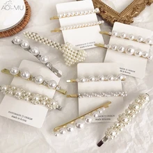 AOMU дизайн металлический золотой жемчуг цветок заколка для волос аксессуары для волос для женщин девушка заколки-пряжки для волос зажим для волос Свадебные украшения