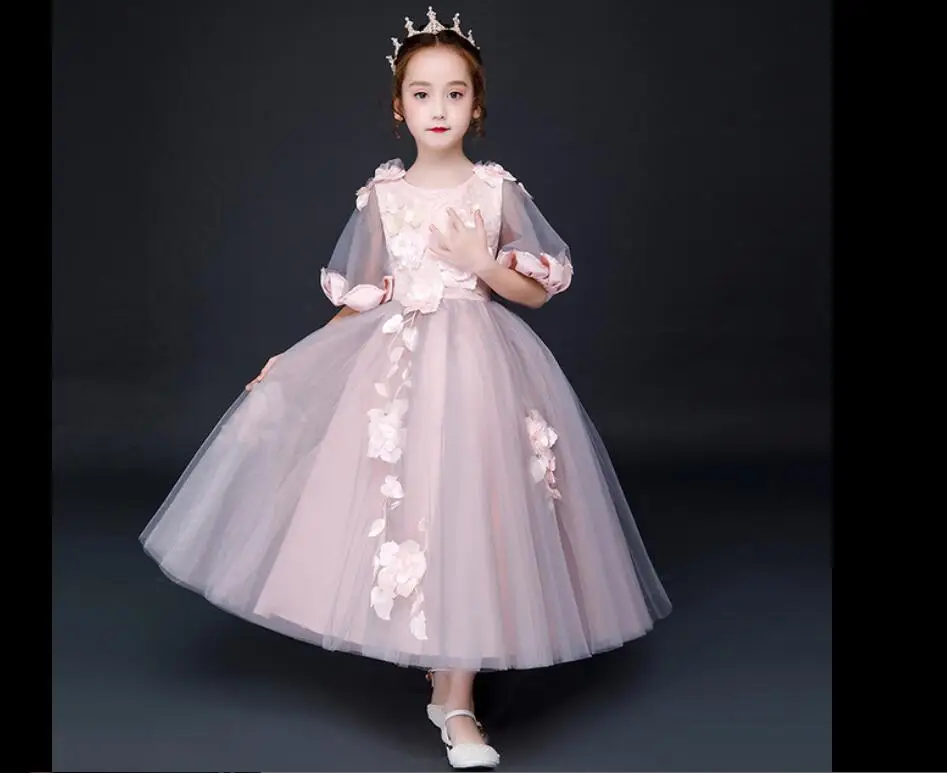 

Flower Girls Dress for Wedding Evening Children Princess Party Pageant Long Gown Dresses for Girls Formal Clothes HW2377