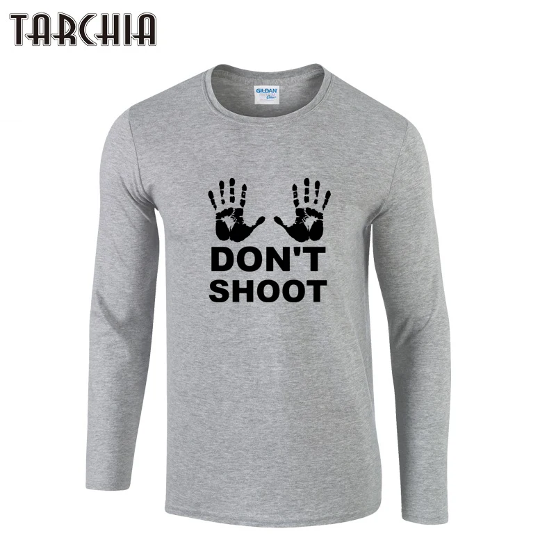 TARCHIA надписью Don't SHOOT Мужская футболка 2021 осень с круглым вырезом длинным