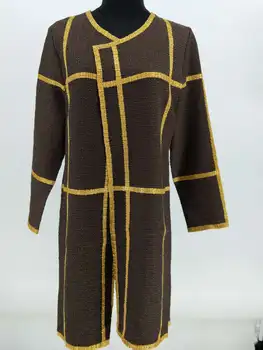 

2018 New Factory Direcly Plus Size Drape Stripe Design Formal Long O-neck Open Stitch Wide-waisted Coat