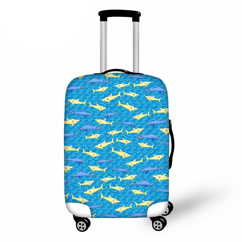 

Blue Printing Animal Shark Dolphin Travel Luggage Cover Elastic Waterproof Protective Dust Cover Spandex Fabric