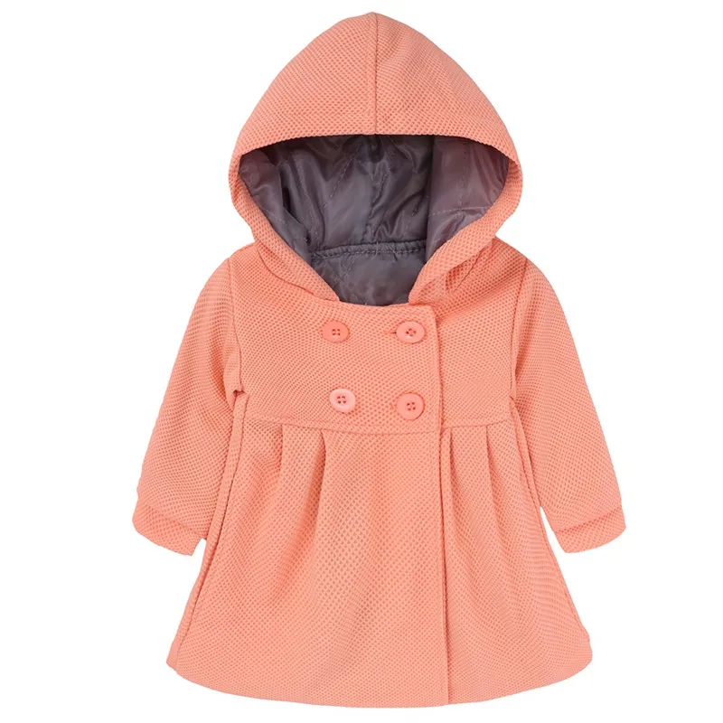 Куртки для девочек, осенне-зимние куртки с капюшоном и длинными рукавами для малышей, Новое поступление, однотонная одежда для маленьких девочек, вечерние, 9-24 мес. W - Цвет: color as picture