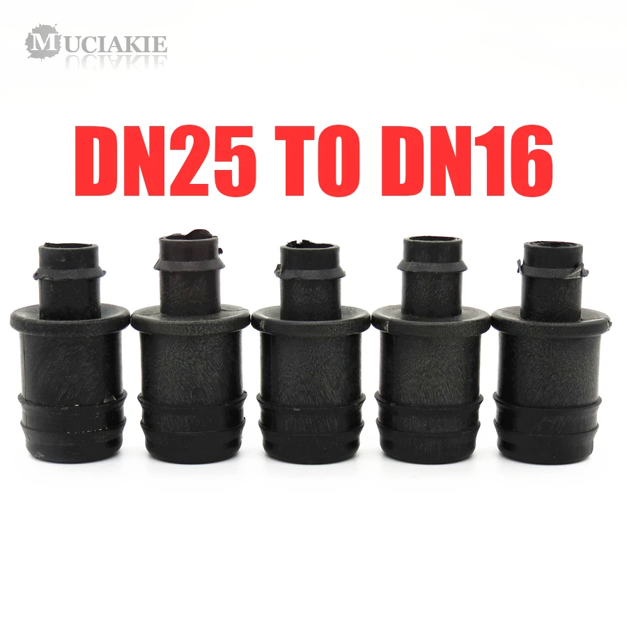 

MUCIAKIE 5PCS DN25 to DN16 Simple Barbed Union Reducer Reducing Barbed Coupling Connector PE Tubing Water Irrigation Fittings