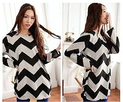 Для женщин Stripes Crewneck рукав летучая мышь с длинным рукавом Повседневное свободные