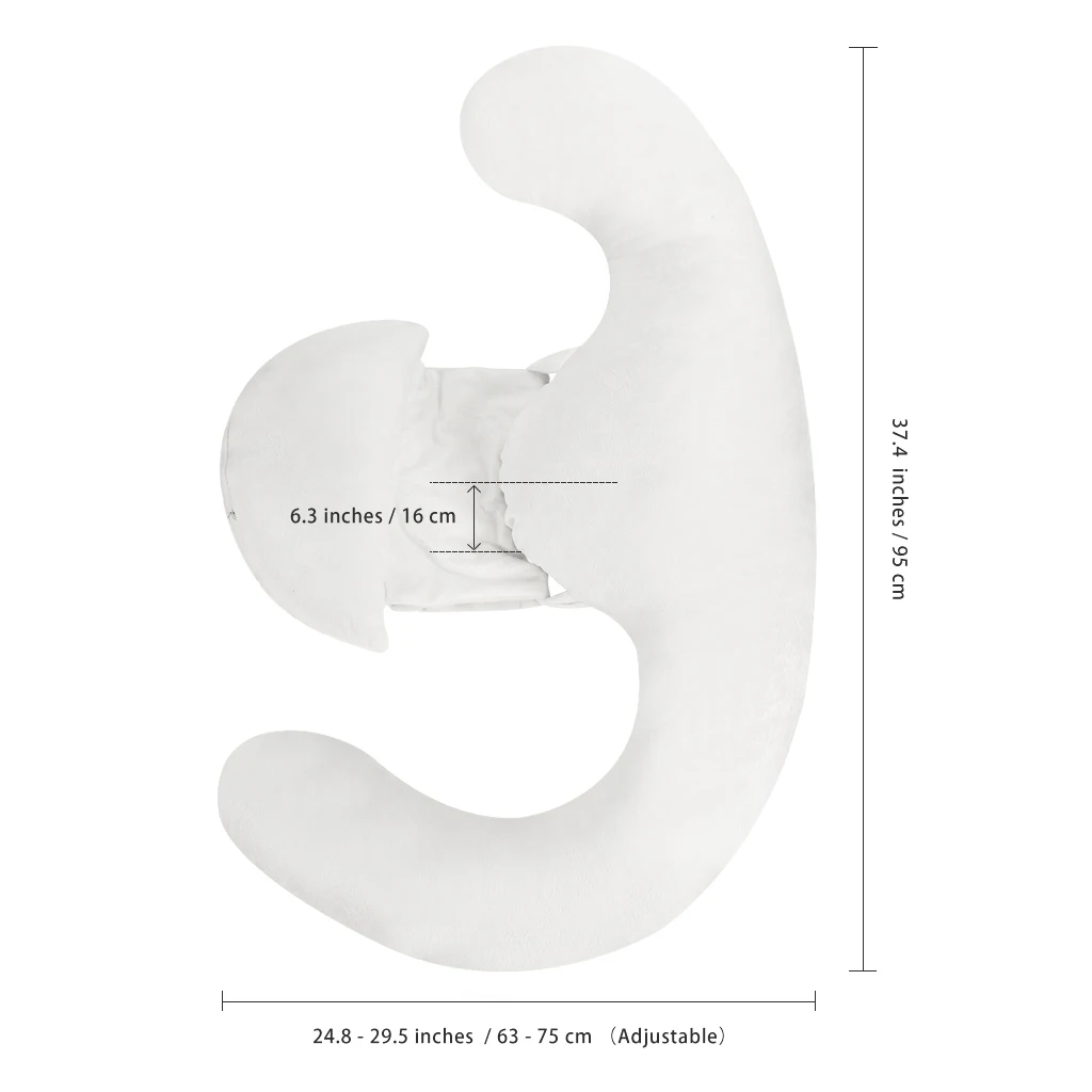 LANGRIA Pregnancy Pillow Nursing Maternity Pillow Body Support Pillow Medium Pillow with Adjustable Support Cushion and Washable Cover Removable Cover for Womens Side Sleeping-White