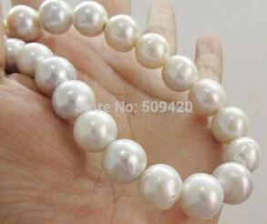 

Free shipping >>@ +>>HUGE AAA 10-11MM ROUND SOUTH SEA GENUINE WHITE PEARL NECKLACE 18