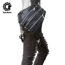 Черная винтажная Сумка-тоут, женская красная сумка с заклепками на талии, сумка на плечо из искусственной кожи, мужские сумки через плечо ручной работы, сумки через плечо