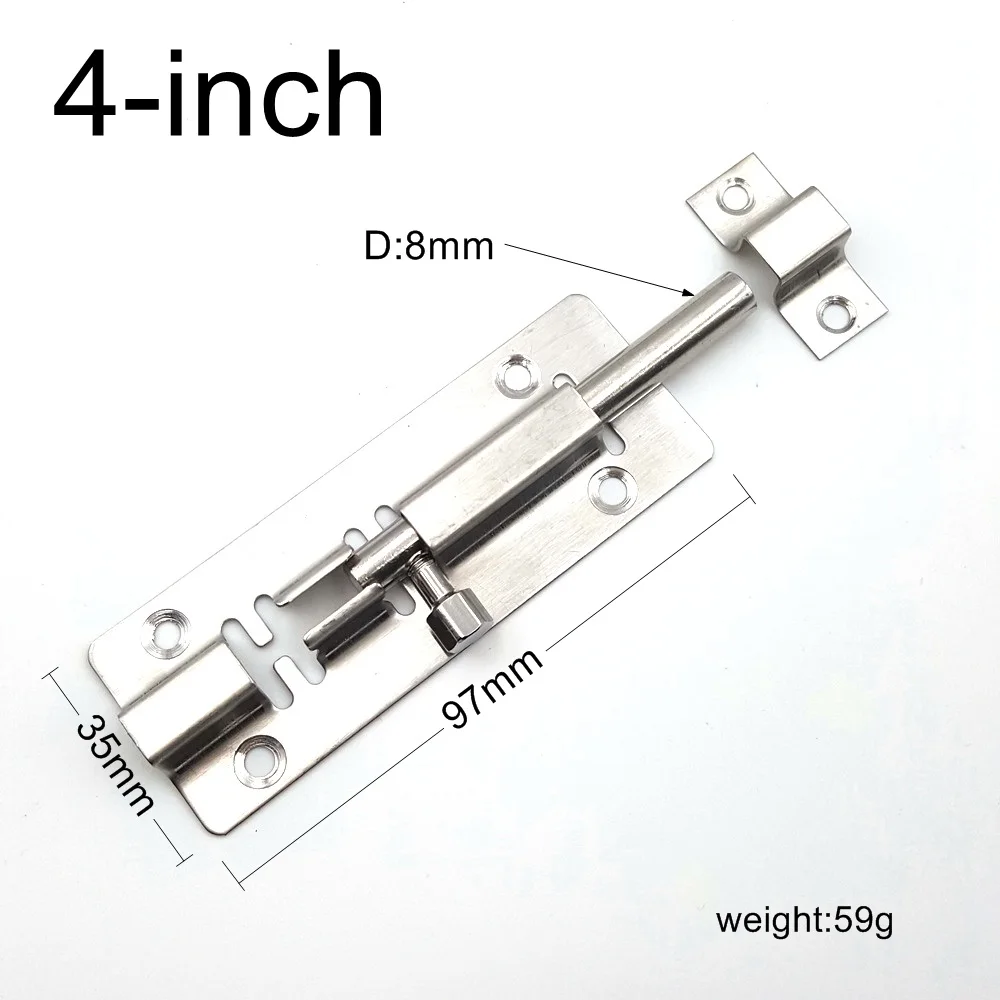 1 шт 3/4/5/6/8 inch Нержавеющая сталь щеткой 35 Ширина дверная защелка Скользящий замок защелка-болт навес для ворот блокировки ворот безопасности - Цвет: 4-inch
