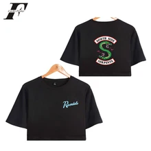 Blusa de manga curta engraçada riverdale, top midriff de manga curta sexy do lado do sul de riverdale, 4xl, verão 2018