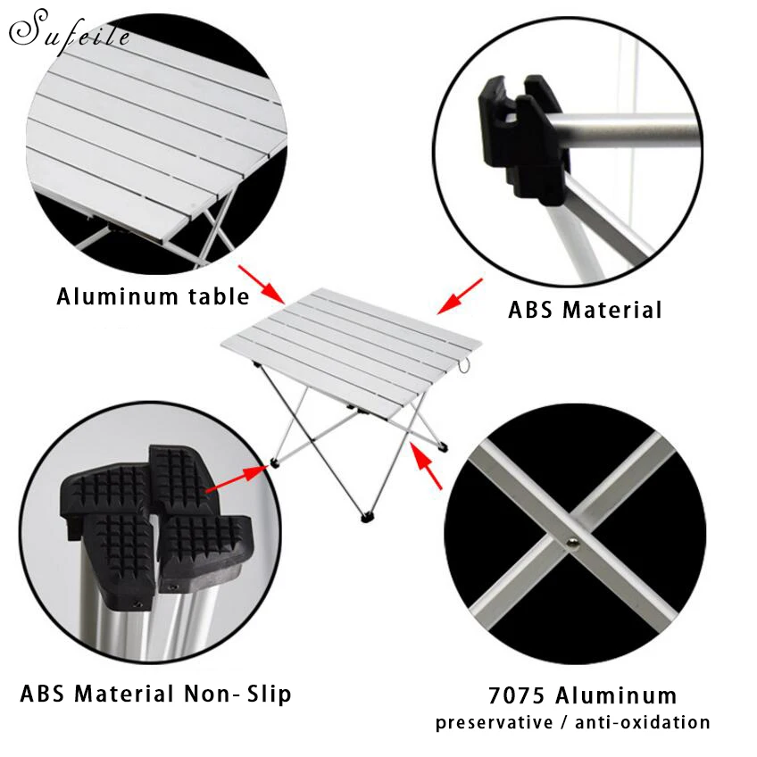 SUFEILE алюминиевый сплав портативный складной стол Кемпинг Пикник на открытом воздухе чай барбекю стол складной Открытый компьютерный стол D20