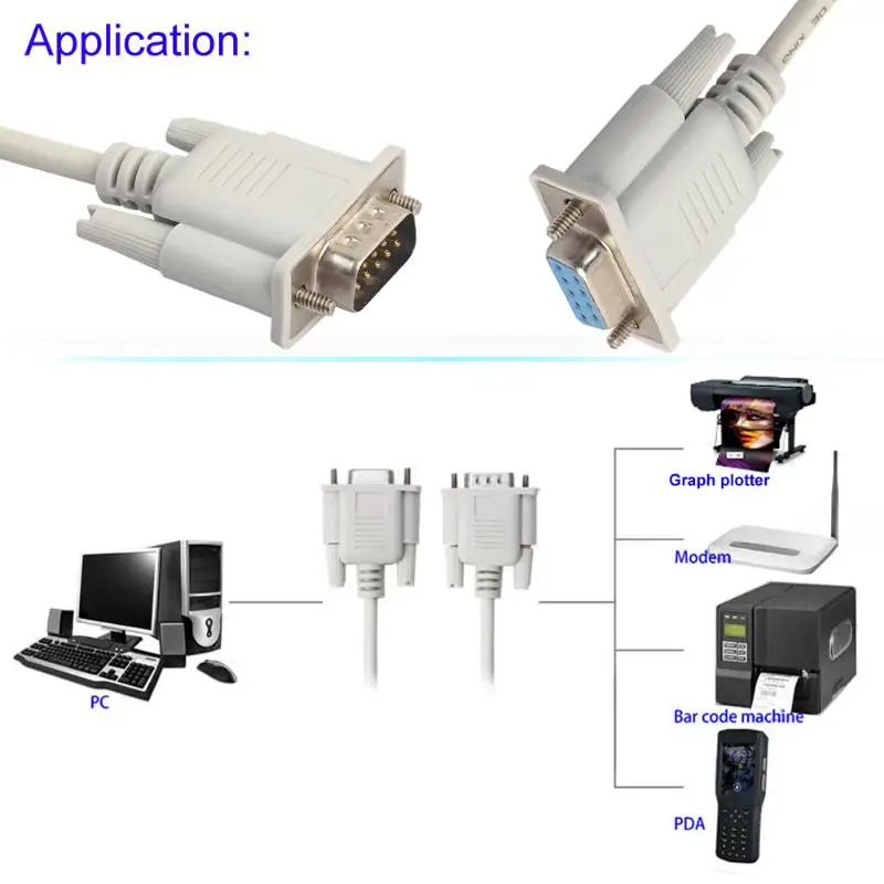 Serial RS232 9-Pin Male to Female DB9 9-Pin PC Converter Extension Transfer Cable 1.5M 3M for computer connector extension cable usb extension cable sma cable extension hdmi extension cable