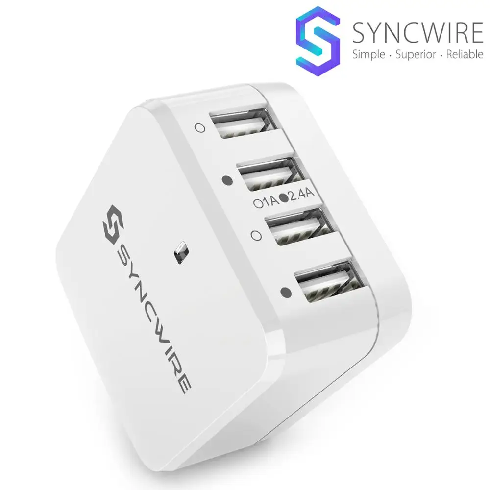 imágenes para Syncwire Cargador USB 6.8A/34W Cargador Movil con Adaptador EU UK US Universal 4 Puertos, para iPhone 6/6s/plus/5/4/se, Samsung, Quick charge,Nexus 5/LG - Blanco imágenes para Syncwire Cargador USB 6.8A/34W Cargador Movil con Adaptador EU UK US Universal 4 Puertos, para iPhone 6/6s/plus/5/4/se, Samsung, Quick charge,Nexus 5/LG - Blanco