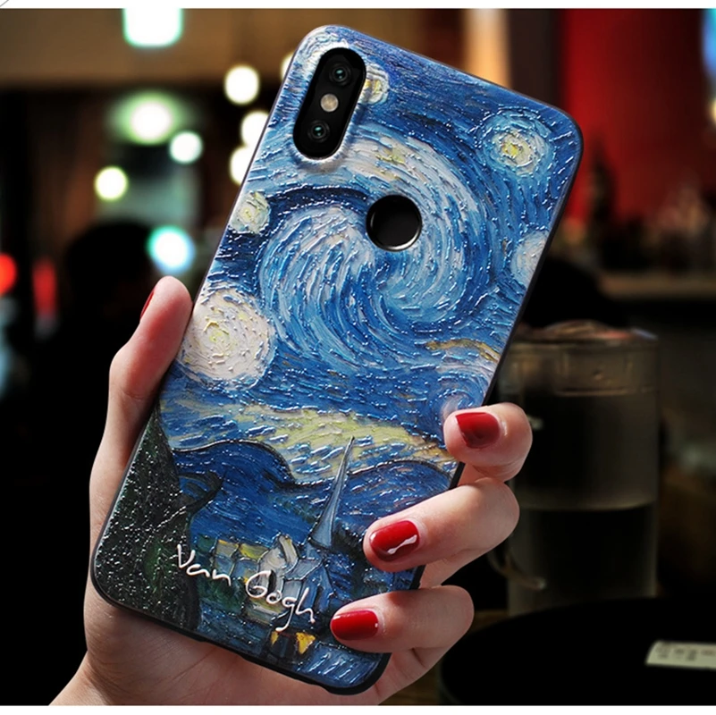 

Oils Painting Emboss Soft Phone Coque For Xiaomi Mi 9 Mi8 Lite Redmi Note 5 5 Plus Case TPU Original For Xiaomi Mi A1 A2 9 8lite