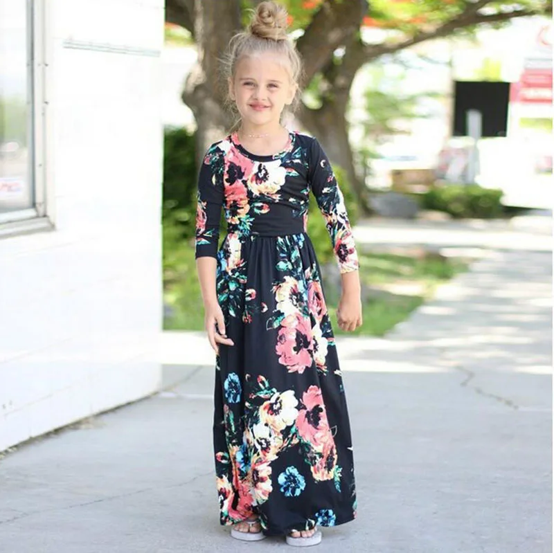 Girls Dress Fashion Bohemian Dress for Girls Beach Tunic Floral Casual Maxi Dresses 3 4 5 6 7 8 9 10 Years Princess Costume my little pony для девочек платье для девочки