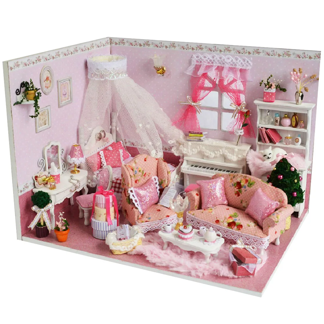 Kids Doll House Miniature Princess Diary 3D Diy Dollhouse Kit Miniature Wooden Toys for Children Christmas Gifts 2018