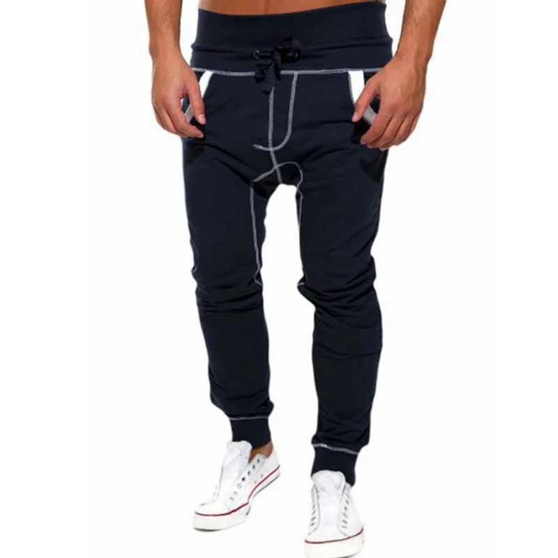 HOT 2019 Outdoor Navy draw string men GYM Sport Jogging Joggers Hip hop ...