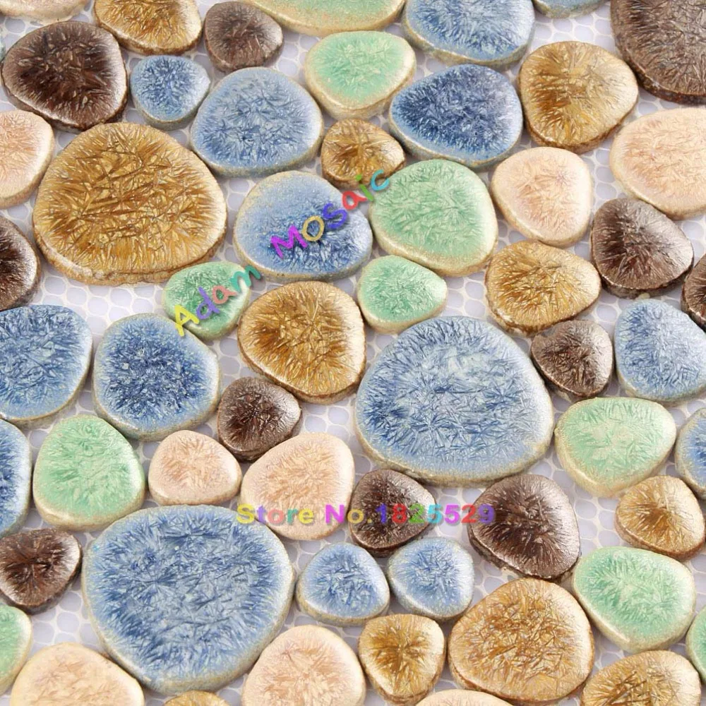 Multi Colored Tile Pebble Bathroom Floor Ceramic Mosaic Wall Tiles