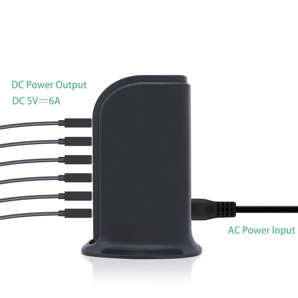 30 Вт 6 портов USB зарядное устройство DC 5 В 6A Универсальный адаптер питания розетка