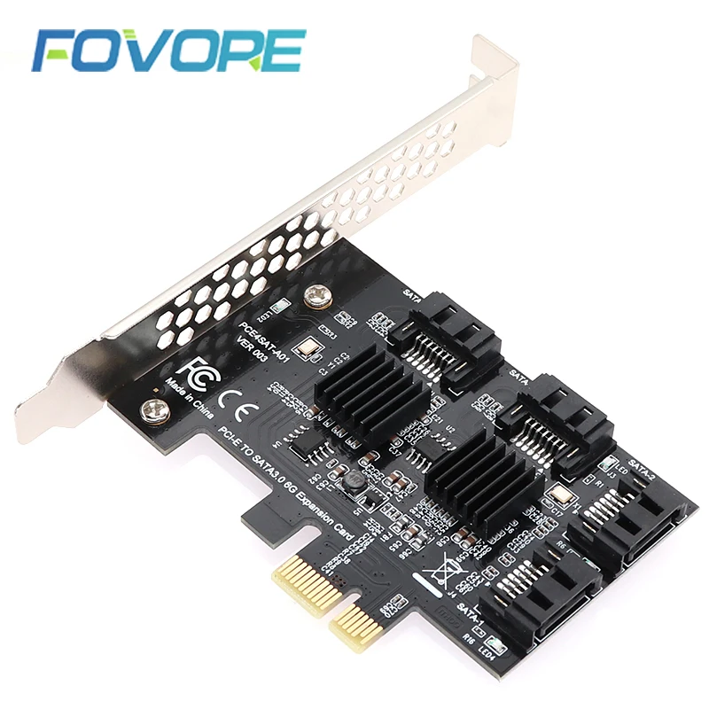 4 портовая Плата расширения SATA 3 0 на PCIe PCI express e адаптер конвертер с радиатором для