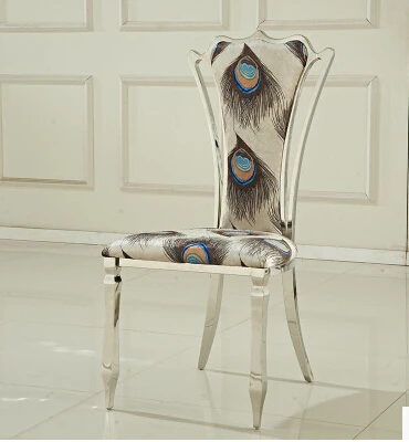Leather chair. Leisure home. Stainless steel chair backrest flannelette fashion