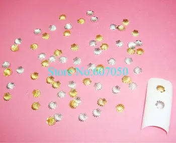 

200pcs(GOLD+SILVER Color) x Brand New Nail Art Metal Shell(5mm) Flake Decals Decoration,Fashion Metallic Stickers-Free Shipping