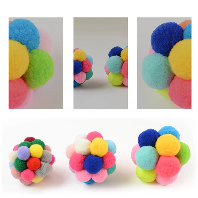 

Colorful Handmade Bells Bouncy Ball 2019 New Pet Cat Toy Built-In Catnip Interactive Toy Pet Supplies Dog Toys Cat Tunnel
