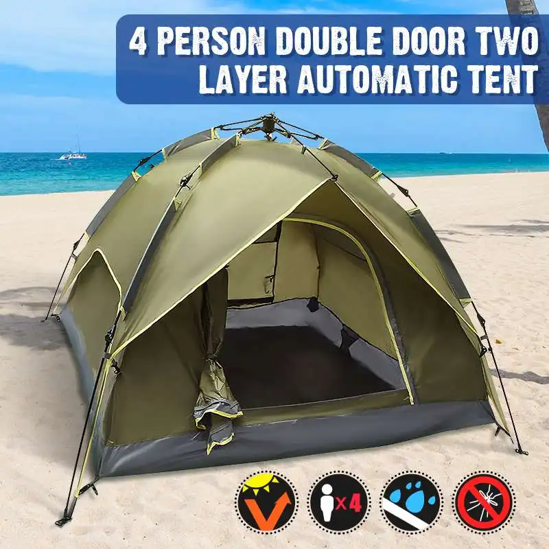 

NEW 230*210*140cm Outdoor 3-4 Persons Camping Tent Automatic Double Layer Waterproof Windproof UV Sunshade Canopy
