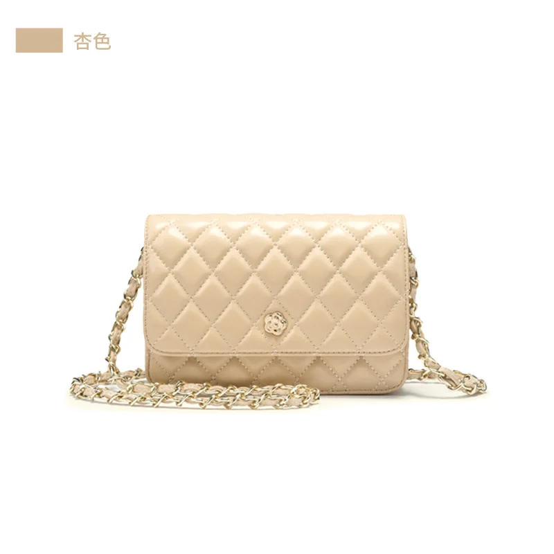 

LOVELY 2019 Small Real Diamond Lattice Chain Package Genuine Leather Package Get Rich Package Sheepskin Single Shoulder Satchel