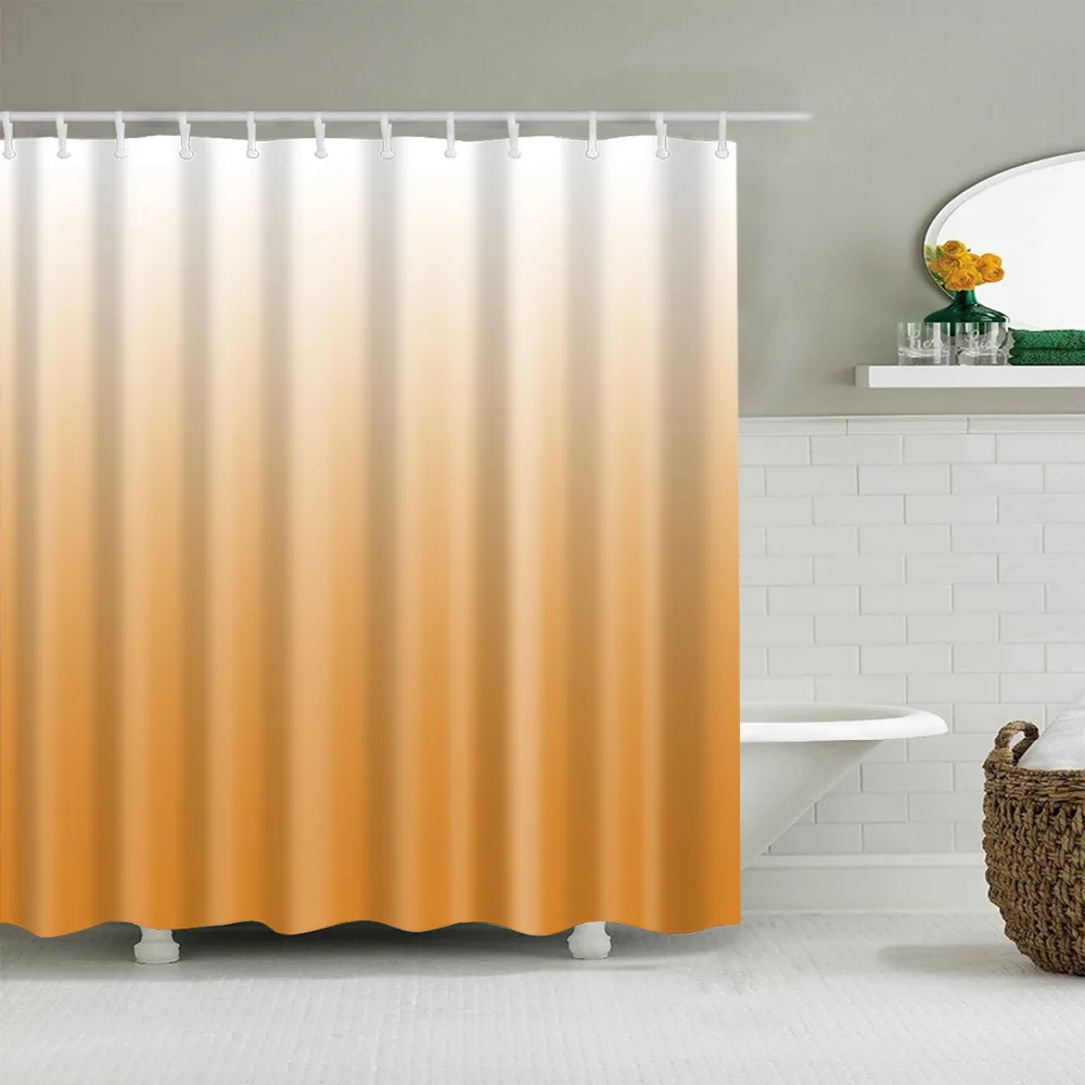 Градиент цвета занавески для душа полиэстер ткань экологически чистый водонепроницаемый дизайн частный ванная комната подарок с крюком B1050