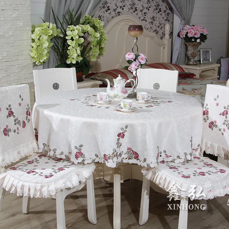 

Classic Vintage Embroidered Tablecloth Set Including Tablerunner Placemat Chair Cover Free Combination Dinningroom Decor