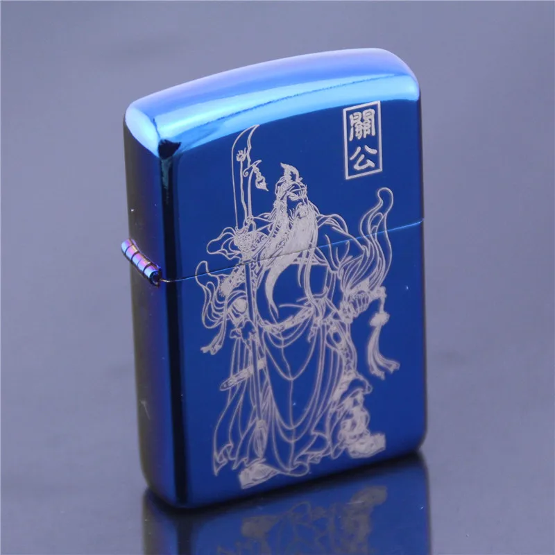 

Mirror Guan Yu printing Chief Gas Cigarette Lighter Cigarettes Kerosene Flint Petrol Vintage Gasoline Oil Petrol Refillable