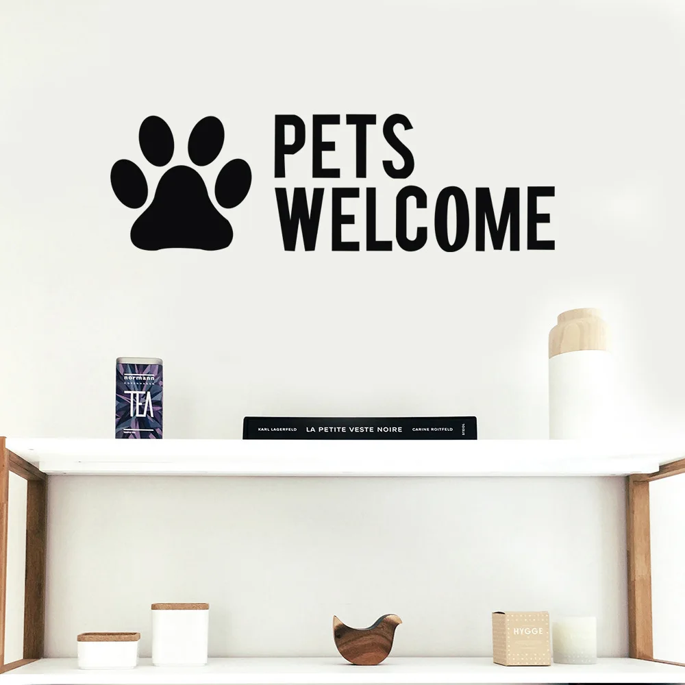 PETWELCOM Letters Wall Sticker Pet Shop PVC Wall Decal Dog Cat Mural Art Sticker Pet Grooming Salon Decoration