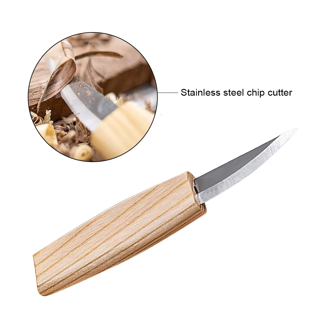 5 шт. резец из нержавеющей стали для резьбы по дереву, скульптурный DIY нож с деревянной ручкой, набор инструментов для резьбы по дереву
