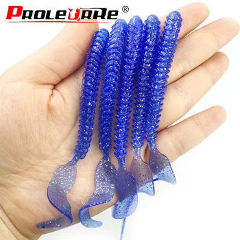 

5Pcs Jig Head Silicone Soft Lure Worm Fishing Lures 105mm 3g Attractive Shrimp odor salt Swivel Bass Wobblers Fishing Tackle