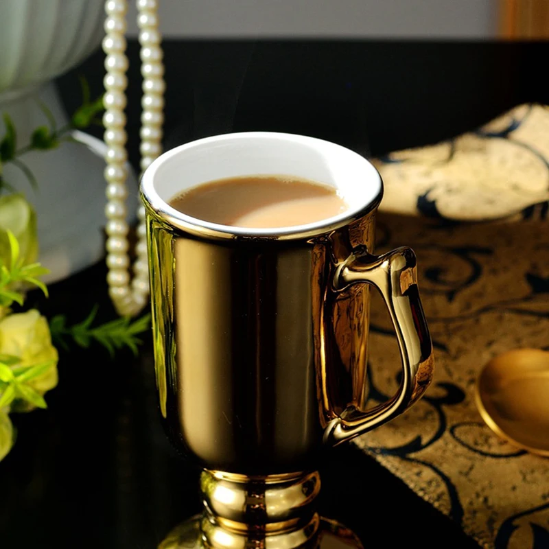Кофейная кружка с золотым покрытием в скандинавском стиле, винтажная чайная чашка в европейском стиле, фарфор для церемонии, кофейные кружки из Китая