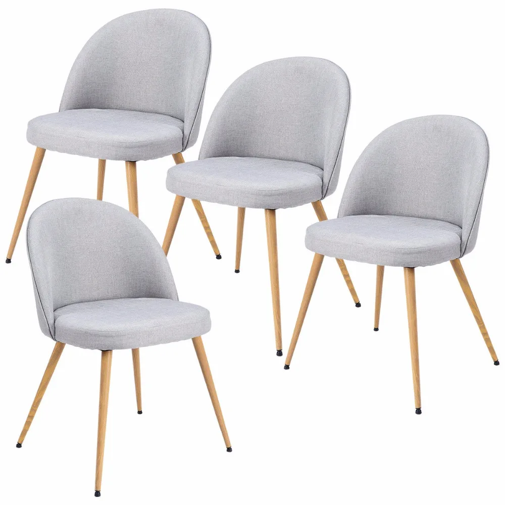 Goplus Set of 4 Fabric Cushion Seat Accent Arm Chair Modern Dining Chair Metal Leg Living Room Kitchen Furniture HW56676 Goplus Set of 4 Fabric Cushion Seat Accent Arm Chair Modern Dining Chair Metal Leg Living Room Kitchen Furniture HW56676