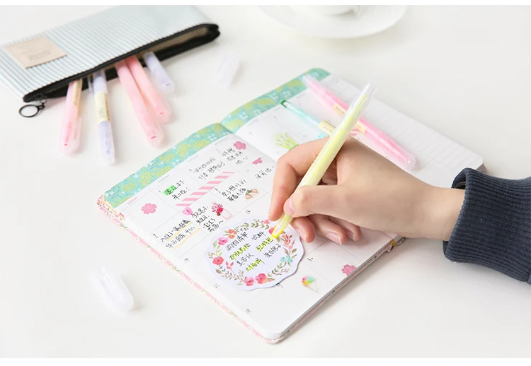 Dual Head Writing 2 in 1 Highlighter Pen Japanese Stationery Cute Office School Supplies