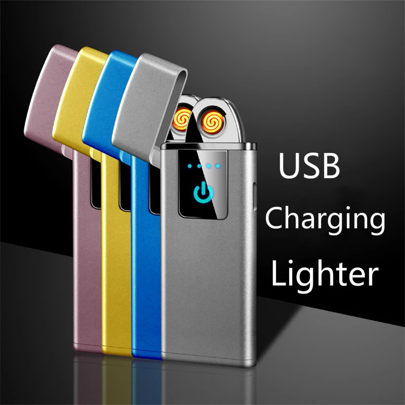 

New Ultra-thin Electric Cigarette Lighter Fingerprint Touch Sensitive USB Lighters Rechargeable Heating Wire Lighter encendedor