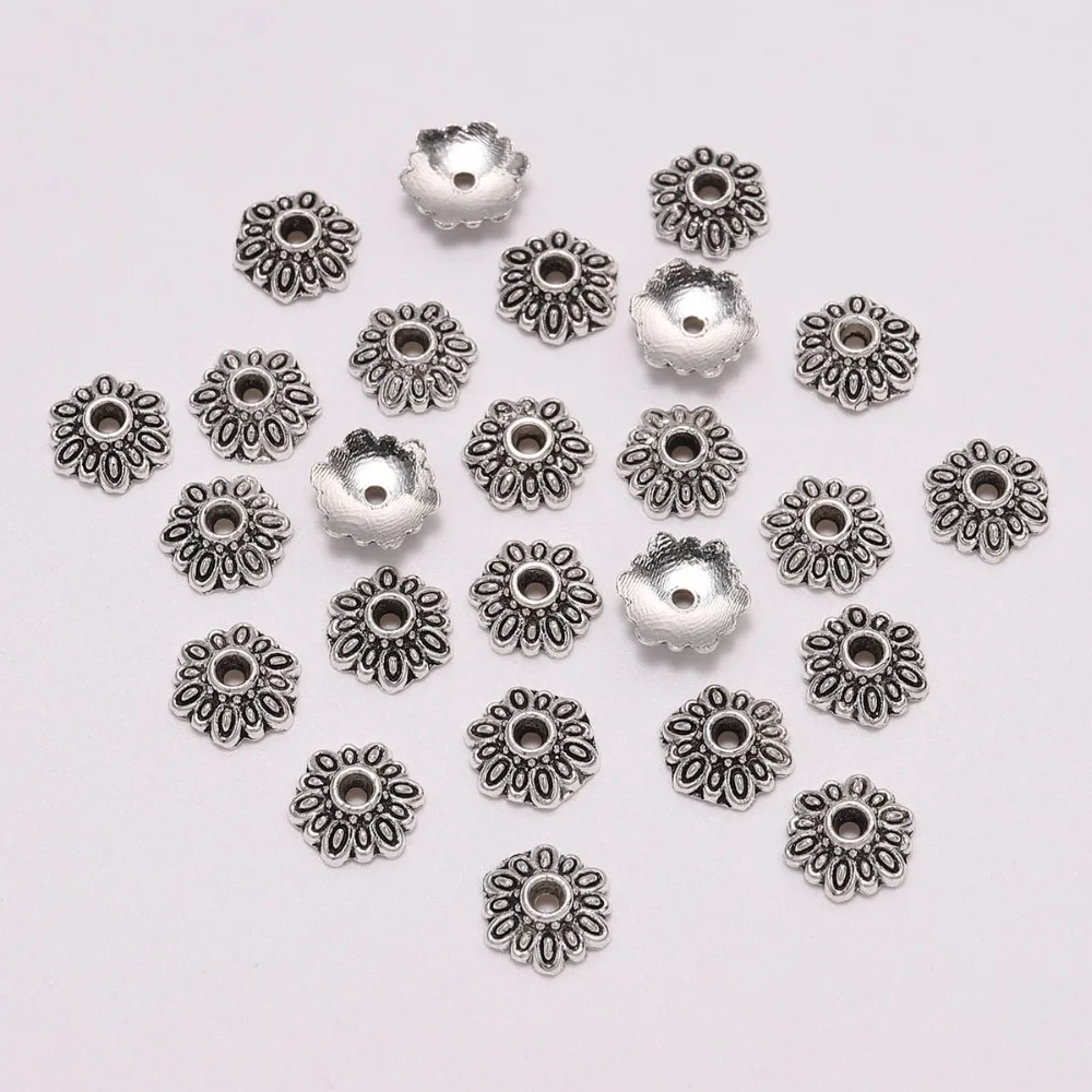 

50Pcs/Lot 8mm Silver Bead Caps End Receptacle Flower Torus For Jewelry Making Findings Diy Bracelet Spaced Jewelry Accessories