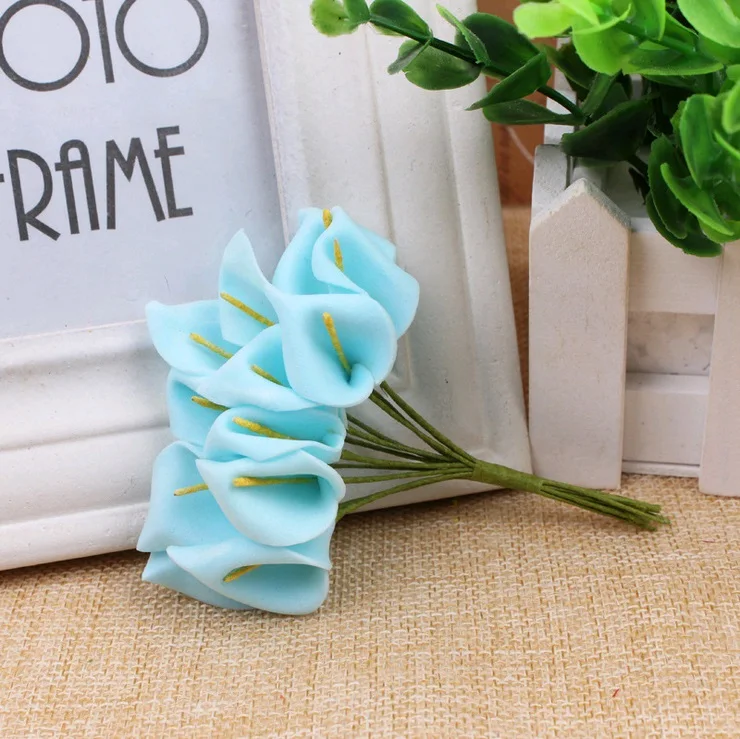 12 шт./bonquet различных цветов тутового каллы лилии бумага цветочный букет/Скрапбукинг Искусственные цветы - Цвет: Blue