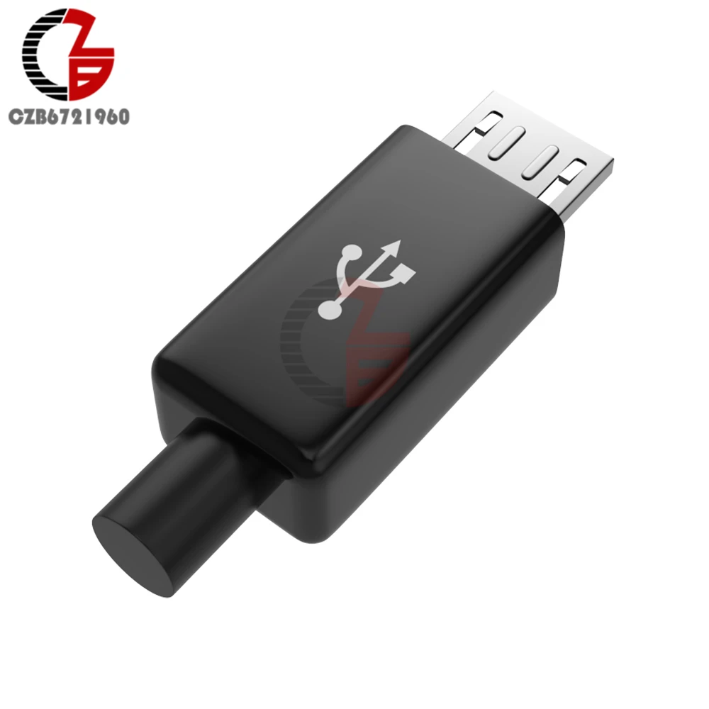 50 шт. Micro USB штекерные разъемы DIY наборы с чехлами черный