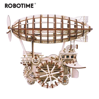 

Robotime DIY Moveable Airship Gear Drive by Clockwork 3D Wooden Model Building Kits Toys Hobbies Gift for Children Adult LK702
