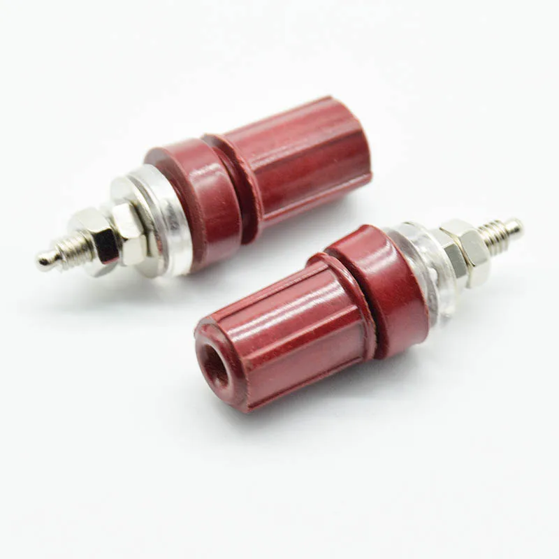 Lot de 2 fiches banane 4mm rouge+noir M4 cuivre laiton pour modélisme
