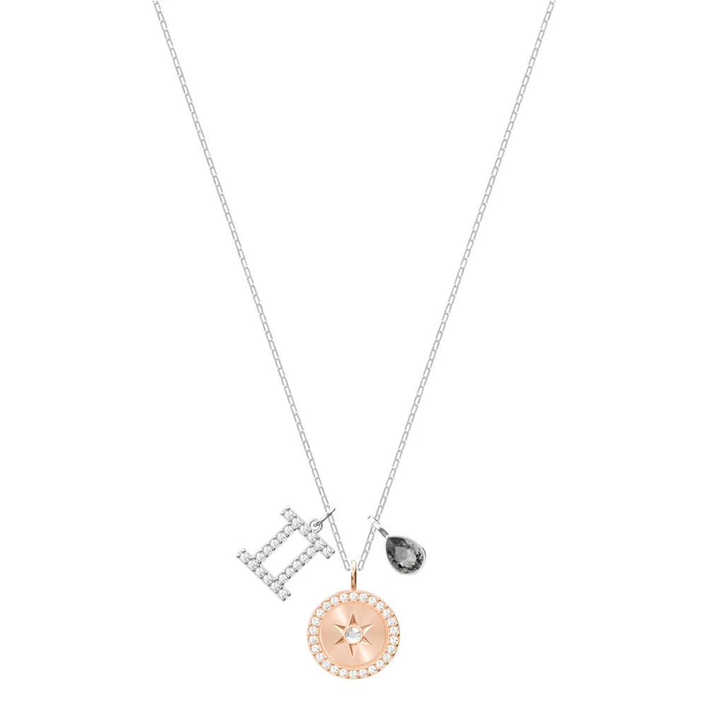 

SWA RO 2019 New Zodiac Pendant Gemini Gray Pendant Necklace Original Women's Jewelry Luxury Ball Remembrance Day Gift 5349217